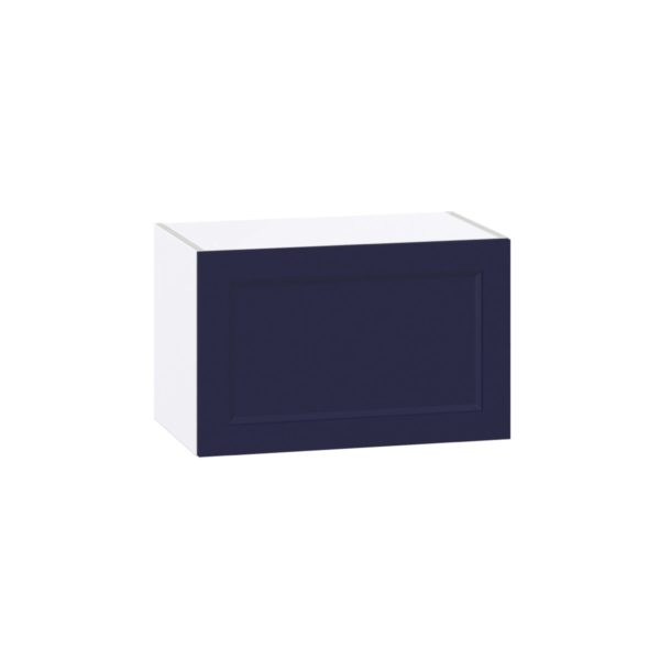 Camellia Painted Midnight Blue Recessed Assembled Wall Bridge  Cabinet with Lift Up Door (24 in. W X 15 in. H X 14 in. D)