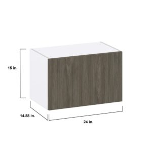 Cordyline Textured Slab Walnut Assembled Wall Bridge  Cabinet with Lift Up Door (24 in. W X 15 in. H X 14 in. D)