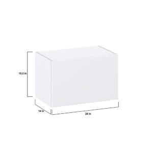 Lily Bright White  Slab Assembled Wall Bridge  Cabinet with Lift Up Door (24 in. W X 15 in. H X 14 in. D)