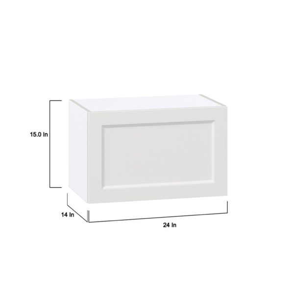 Magnolia Painted Bright White Recessed Assembled Wall Bridge  Cabinet with Lift Up Door (24 in. W X 15 in. H X 14 in. D)