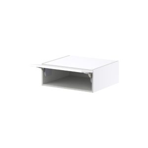 Lily Bright White  Slab Assembled Deep Wall Bridge  Cabinet with Lift Up Door (27 in. W X 10 in. H X 24 in. D)