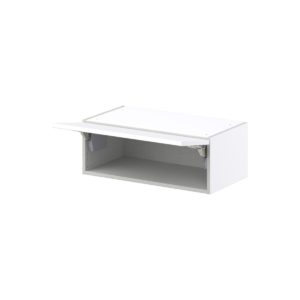 Lily Bright White  Slab Assembled Wall Bridge Cabinet with Lift Up Door (27 in. W X 10 in. H X 14 in. D)