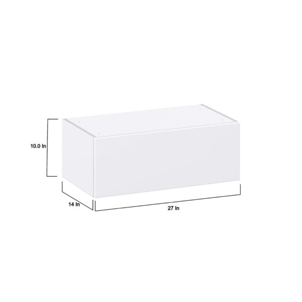 Lily Bright White  Slab Assembled Wall Bridge Cabinet with Lift Up Door (27 in. W X 10 in. H X 14 in. D)