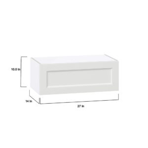 Magnolia Painted Bright White Recessed Assembled Wall Bridge Cabinet with Lift Up Door (27 in. W X 10 in. H X 14 in. D)