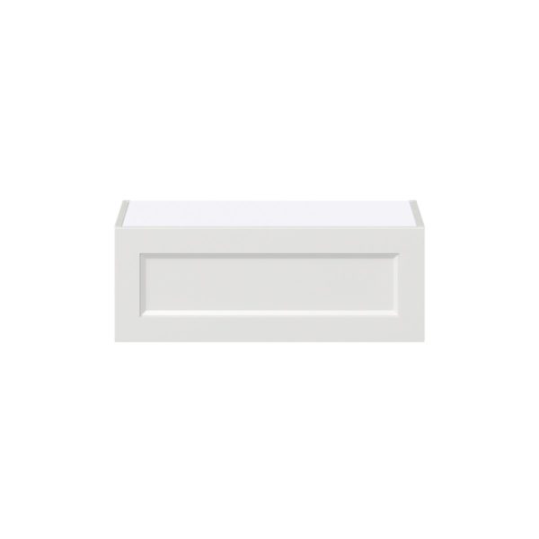 Magnolia Painted Bright White Recessed Assembled Wall Bridge Cabinet with Lift Up Door (27 in. W X 10 in. H X 14 in. D)