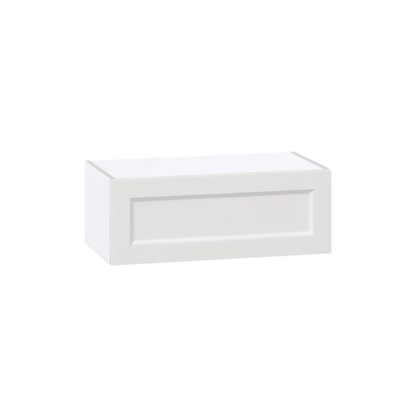 Magnolia Painted Bright White Recessed Assembled Wall Bridge Cabinet with Lift Up Door (27 in. W X 10 in. H X 14 in. D)