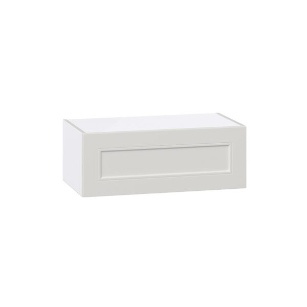 Wisteria Painted Light Gray Recessed Assembled Wall Bridge Cabinet with Lift Up Door (27 in. W X 10 in. H X 14 in. D)