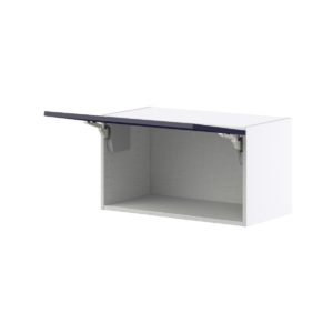 Camellia Painted Midnight Blue Recessed Assembled Wall Bridge Cabinet with Lift Up Door (27 in. W X 15 in. H X 14 in. D)