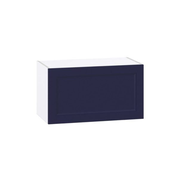 Camellia Painted Midnight Blue Recessed Assembled Wall Bridge Cabinet with Lift Up Door (27 in. W X 15 in. H X 14 in. D)