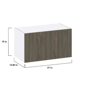 Cordyline Textured Slab Walnut Assembled Wall Bridge Cabinet with Lift Up Door (27 in. W X 15 in. H X 14 in. D)