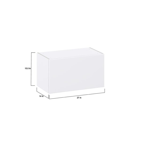 Lily Bright White  Slab Assembled Wall Bridge Cabinet with Lift Up Door (27 in. W X 15 in. H X 14 in. D)