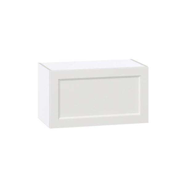 Magnolia Painted Bright White Recessed Assembled Wall Bridge Cabinet with Lift Up Door (27 in. W X 15 in. H X 14 in. D)