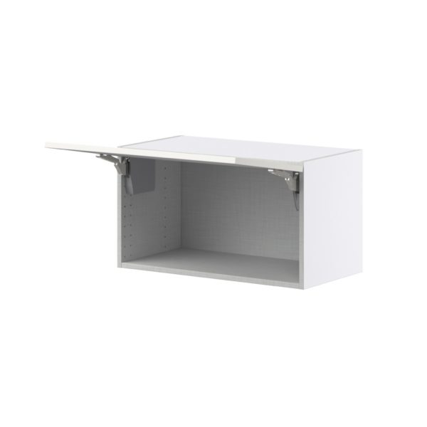 Wisteria Painted Light Gray Recessed Assembled Wall Bridge Cabinet with Lift Up Door (27 in. W X 15 in. H X 14 in. D)