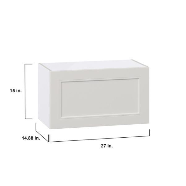 Wisteria Painted Light Gray Recessed Assembled Wall Bridge Cabinet with Lift Up Door (27 in. W X 15 in. H X 14 in. D)