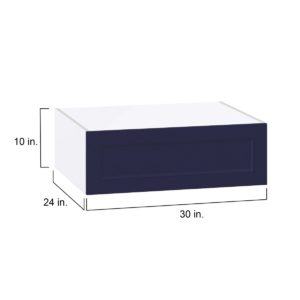 Camellia Painted Midnight Blue Recessed Assembled Deep Wall Bridge Cabinet with Lift Up Door (30 in. W X 10 in. H X 24 in. D)