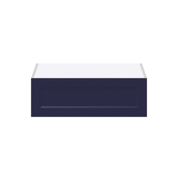 Camellia Painted Midnight Blue Recessed Assembled Deep Wall Bridge Cabinet with Lift Up Door (30 in. W X 10 in. H X 24 in. D)