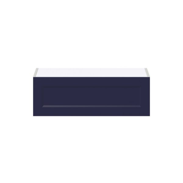 Camellia Painted Midnight Blue Recessed Assembled Wall Bridge Cabinet with Lift Up Door (30 in. W X 10 in. H X 14 in. D)