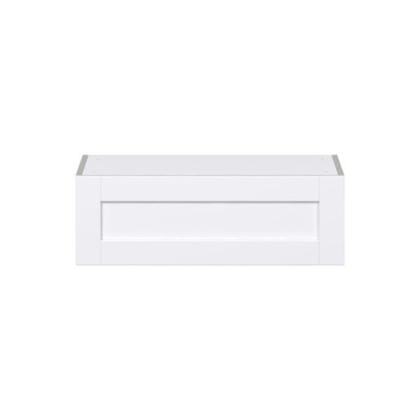 Dahlia Bright White  Shaker Assembled Wall Bridge Cabinet with Lift Up Door (30 in. W X 10 in. H X 14 in. D)