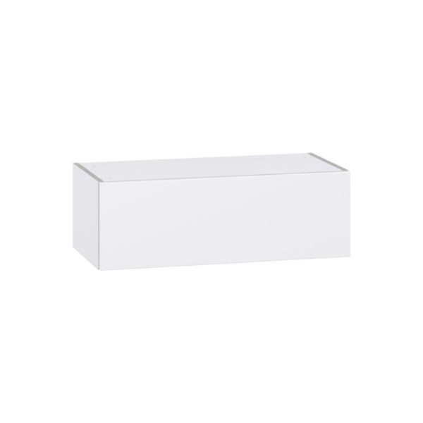 Lily Bright White  Slab Assembled Wall Bridge Cabinet with Lift Up Door (30 in. W X 10 in. H X 14 in. D)