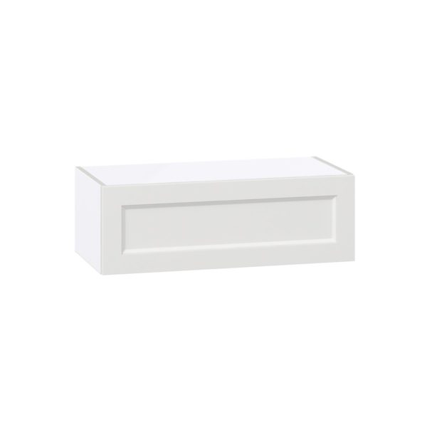 Magnolia Painted Bright White Recessed Assembled Wall Bridge Cabinet with Lift Up Door (30 in. W X 10 in. H X 14 in. D)