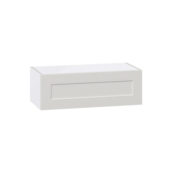 Wisteria Painted Light Gray Recessed Assembled Wall Bridge Cabinet with Lift Up Door (30 in. W X 10 in. H X 14 in. D)