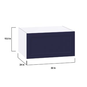 Camellia Painted Midnight Blue Recessed Assembled Deep Wall Bridge  Cabinet with Lift Up Door (30 in. W x 15 in. H x 24 in. D)