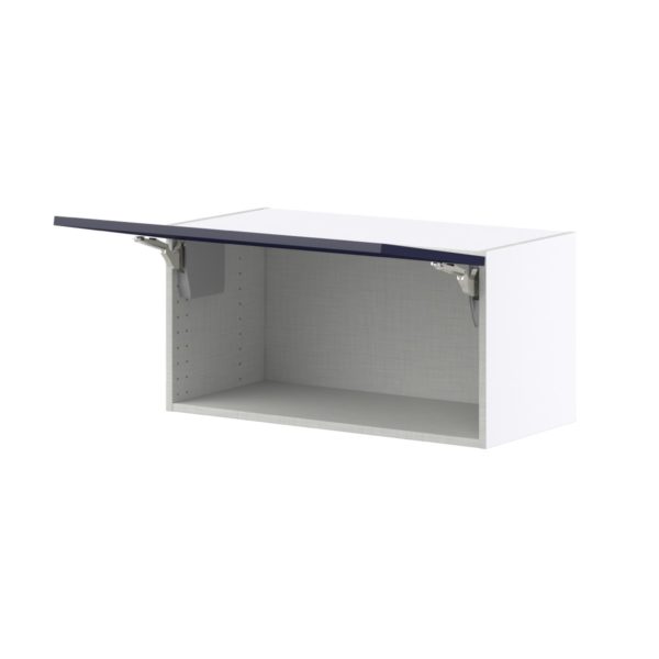 Camellia Painted Midnight Blue Recessed Assembled Wall Bridge  Cabinet with Lift Up Door (30 in. W x 15 in. H x 14 in. D)