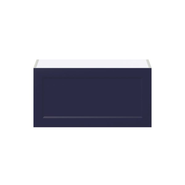 Camellia Painted Midnight Blue Recessed Assembled Wall Bridge  Cabinet with Lift Up Door (30 in. W x 15 in. H x 14 in. D)