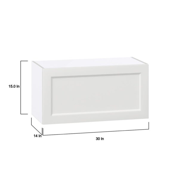 Magnolia Painted Bright White Recessed Assembled Wall Bridge  Cabinet with Lift Up Door (30 in. W x 15 in. H x 14 in. D)