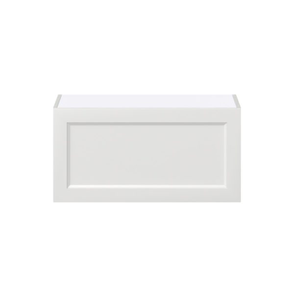 Magnolia Painted Bright White Recessed Assembled Wall Bridge  Cabinet with Lift Up Door (30 in. W x 15 in. H x 14 in. D)