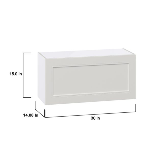 Wisteria Painted Light Gray Recessed Assembled Wall Bridge  Cabinet with Lift Up Door (30 in. W x 15 in. H x 14 in. D)