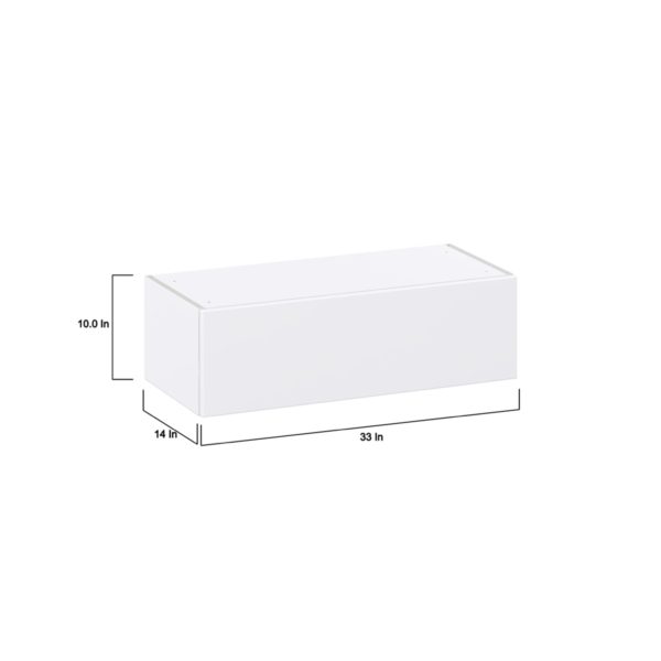 Lily Bright White  Slab Assembled Wall Bridge  Cabinet with Lift Up Door (33 in. W X 10 in. H X 14 in. D)