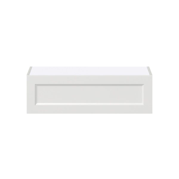 Magnolia Painted Bright White Recessed Assembled Wall Bridge  Cabinet with Lift Up Door (33 in. W X 10 in. H X 14 in. D)