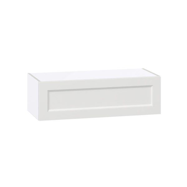 Magnolia Painted Bright White Recessed Assembled Wall Bridge  Cabinet with Lift Up Door (33 in. W X 10 in. H X 14 in. D)