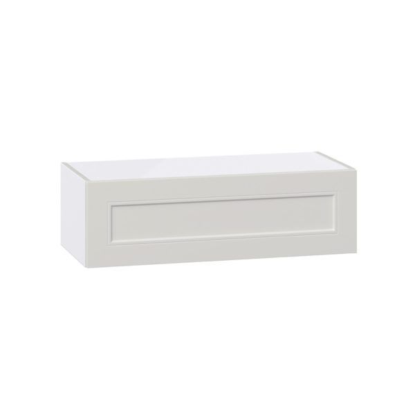 Wisteria Painted Light Gray Recessed Assembled Wall Bridge  Cabinet with Lift Up Door (33 in. W X 10 in. H X 14 in. D)