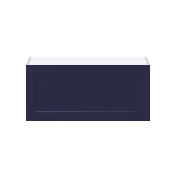 Camellia Painted Midnight Blue Recessed Assembled Wall Bridge  Cabinet with Lift Up Door (33 in. W X 15 in. H X 14 in. D)