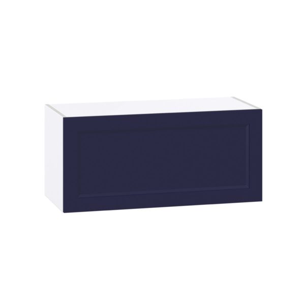 Camellia Painted Midnight Blue Recessed Assembled Wall Bridge  Cabinet with Lift Up Door (33 in. W X 15 in. H X 14 in. D)