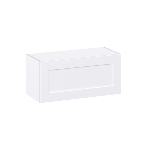 Jasmine Painted Warm White  Shaker Assembled Wall Bridge  Cabinet with Lift Up Door (33 in. W X 15 in. H X 14 in. D)