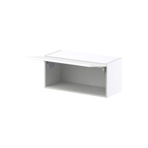 Lily Bright White  Slab Assembled Wall Bridge  Cabinet with Lift Up Door (33 in. W X 15 in. H X 14 in. D)