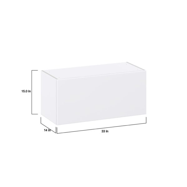 Lily Bright White  Slab Assembled Wall Bridge  Cabinet with Lift Up Door (33 in. W X 15 in. H X 14 in. D)