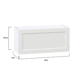 Magnolia Painted Bright White Recessed Assembled Wall Bridge  Cabinet with Lift Up Door (33 in. W X 15 in. H X 14 in. D)