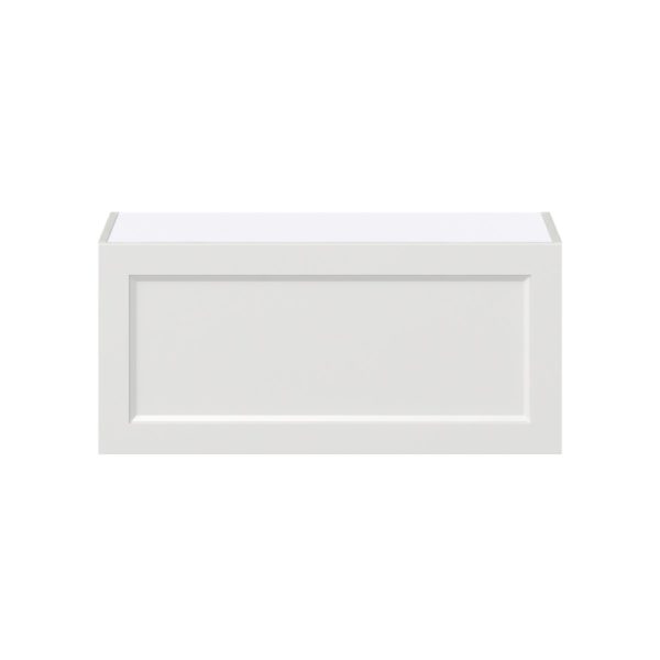 Magnolia Painted Bright White Recessed Assembled Wall Bridge  Cabinet with Lift Up Door (33 in. W X 15 in. H X 14 in. D)