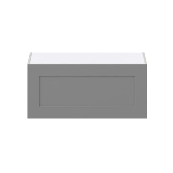 Willow Painted Slate Gray  Shaker Assembled Wall Bridge  Cabinet with Lift Up Door (33 in. W X 15 in. H X 14 in. D)