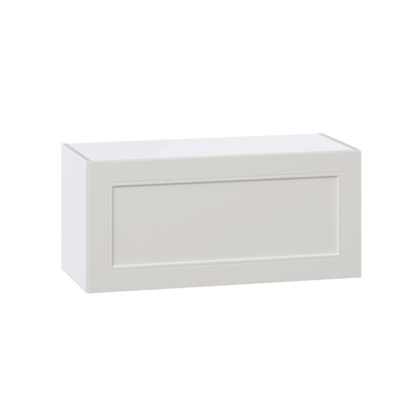 Wisteria Painted Light Gray Recessed Assembled Wall Bridge  Cabinet with Lift Up Door (33 in. W X 15 in. H X 14 in. D)