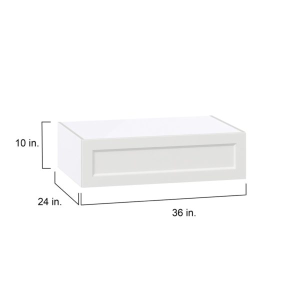 Magnolia Painted Bright White Recessed Assembled Deep Wall Bridge Cabinet with Lift Up Door (36 in. W X 10 in. H X 24 in. D)