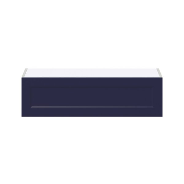 Camellia Painted Midnight Blue Recessed Assembled Wall Bridge Cabinet with Lift Up Door (36 in. W X 10 in. H X 14 in. D)