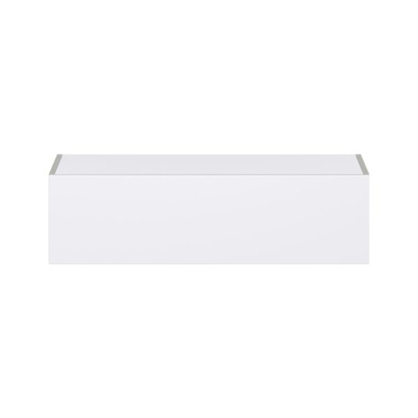 Lily Bright White  Slab Assembled Wall Bridge Cabinet with Lift Up Door (36 in. W X 10 in. H X 14 in. D)