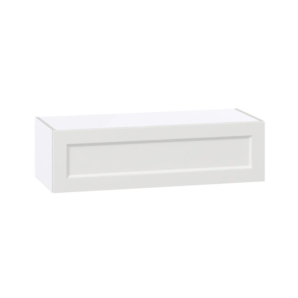 Magnolia Painted Bright White Recessed Assembled Wall Bridge Cabinet with Lift Up Door (36 in. W X 10 in. H X 14 in. D)