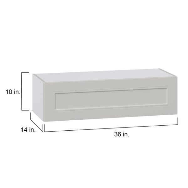 Wisteria Painted Light Gray Recessed Assembled Wall Bridge Cabinet with Lift Up Door (36 in. W X 10 in. H X 14 in. D)