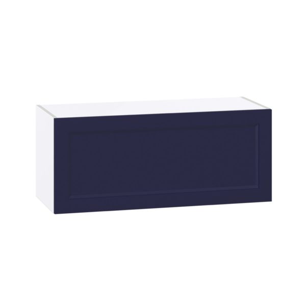 Camellia Painted Midnight Blue Recessed Assembled Wall Bridge  Cabinet with Lift Up Door (36 in. W x 15 in. H x 14 in. D)